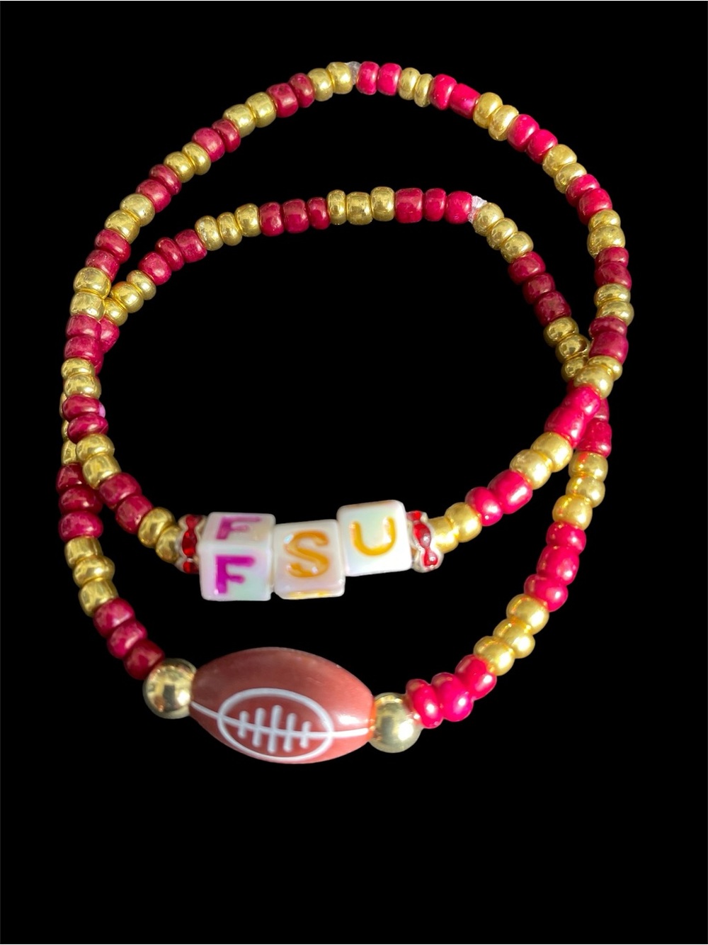 FSU Sprit Stretch Beaded Bracelet Set in Garnet and Gold